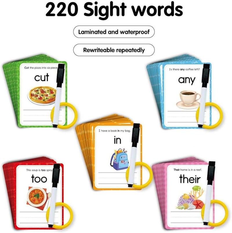 Sight Words Flash Cards Kindergarten Preschool Learning Set Paper Material Educational Word Practice - Image 5